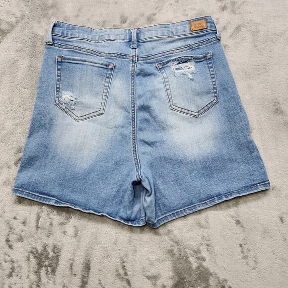 Simple Society Shorts Womens 11/30 Blue Distressed High Rise Stretch Denim Mom - Picture 3 of 13